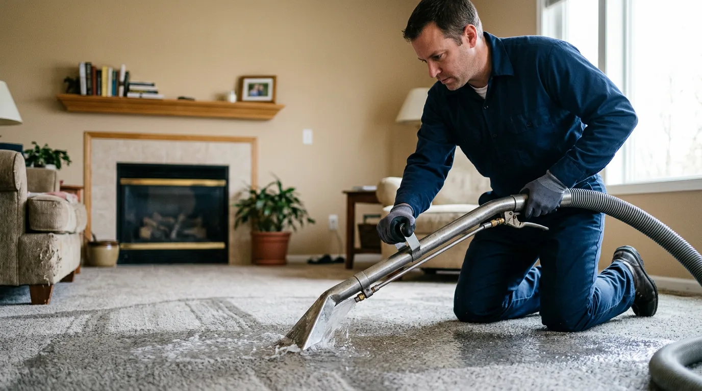 Water damage restoration technician working near Levan, UT